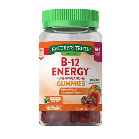Nature's Truth, B-Energized + B Vitamins, L-Carnitine, Ashwagandha Gummies Natural Grape Peach Flavor, 48 Gummmies