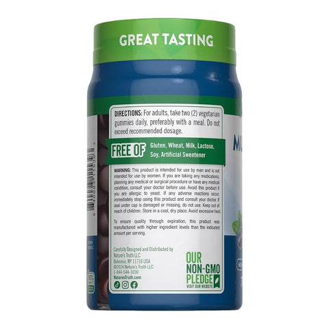 Nature's Truth, Men's Multivitamin + B-12, D3, Zinc Gummies Natural Blueberry Flavor, 70 Count