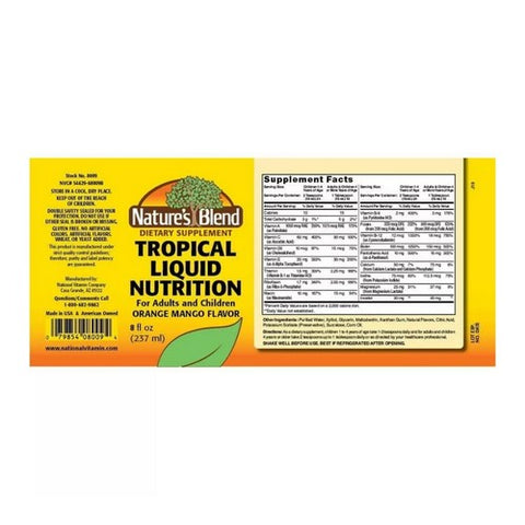 Nature's Blend, Tropical Liquid Nutrition, 8 Oz