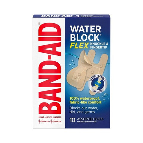 Band-Aid, Water Block Flex Knuckle & Fingertip Adhesive Bandages Assorted, 10 Count