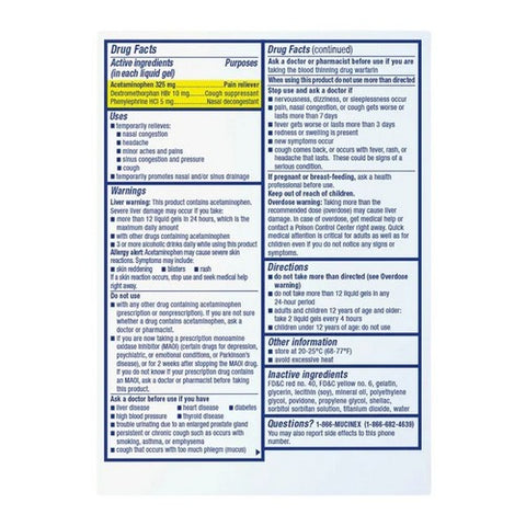 Mucinex, Sinus-Max Severe Congestion and Pain, 16 Caplets