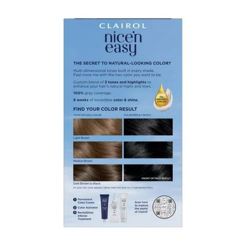 Clairol Nice N Easy, Permanent Haircolor 2 Black, 1 Count