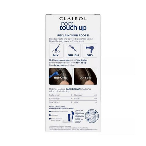 Clairol Nice N Easy, Root Touch-Up Permanent Color Dark Brown 4, 1 Count