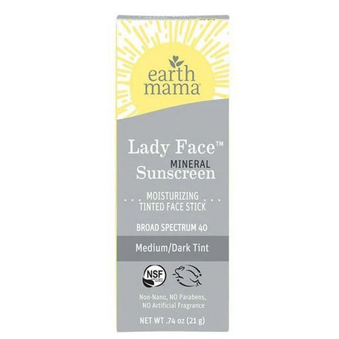 Earth Mama Angel Baby, Face Sunscreen Stick SPF 40 Medium & Dark, .74 Oz