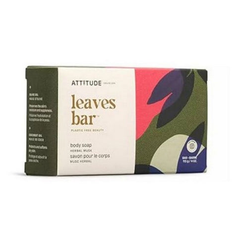 Attitude, Leaves Bar Body Soap Herbal Musk, 4 Oz