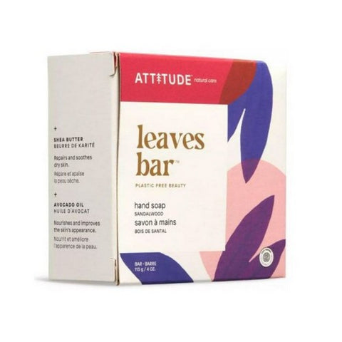 Attitude, Leaves Bar Hand Soap Sandalwood, 4 Oz