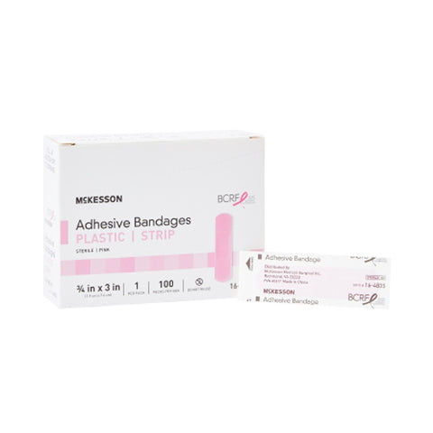 McKesson, Pink Adhesive Strip 3/4 x 3 Inch, Box Of 100