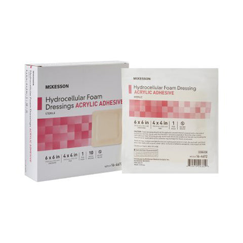 McKesson, Acrylic Adhesive with Border Foam Dressing 6 x 6 Inch, Box Of 10