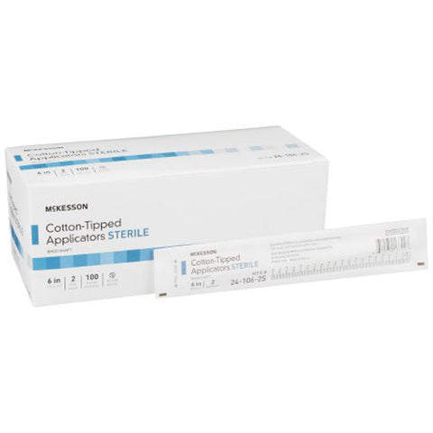 McKesson, McKesson Swabsticks Cotton Tip Wood Shaft 6" Sterile, Count of 100