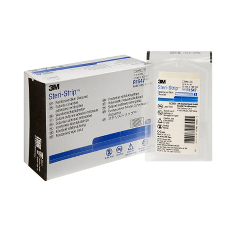 3M, Steri-Strip Skin Closure Strips Non-Woven 1/2 inch X 4 inch Reinforced Strip White, Box Of 50