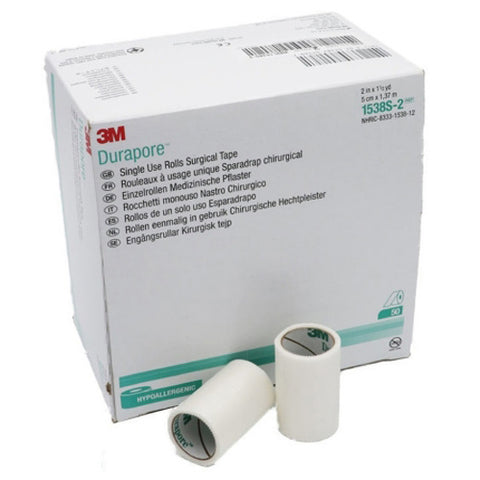 3M, Durapore Silk-Like Cloth Medical Tape 2 Inch x 1-1/2 Yard White, Box Of 50