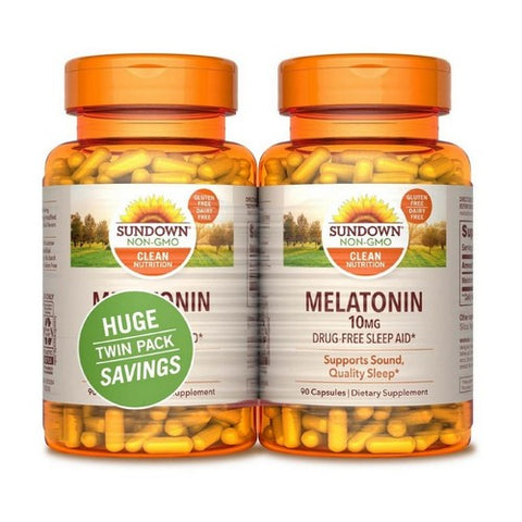 Sundown Naturals, Melatonin Twin Pack, 10mg, 90 + 90 Count