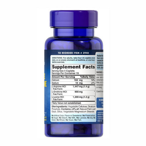 Puritan's Pride, L-Arginine L-Ornithine L-Lysine, 60 Caplets