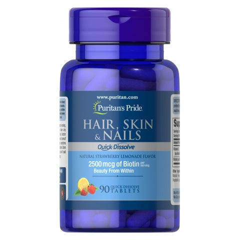 Puritan's Pride, Quick Dissolve Hair Skin Nails, 90 Tablets