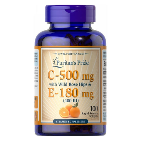 Puritan's Pride, Vitamin C & E 500 mg/400 IU with Rose Hips, 100 Softgels