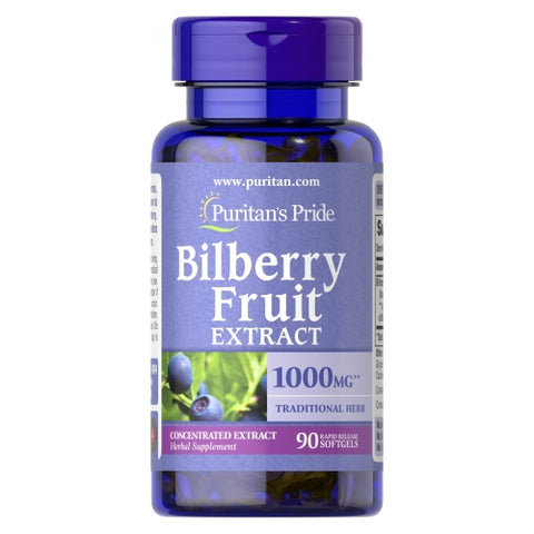 Puritan's Pride, Bilberry Extract, 1000 mg, 90 Softgels