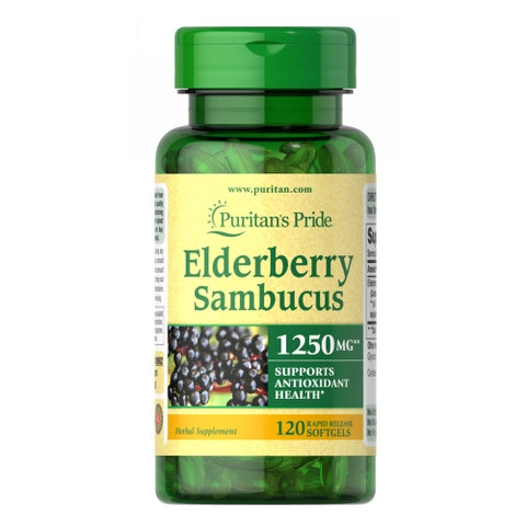 Puritan's Pride, Elderberry Sambucus, 1250 mg, 120 Softgels