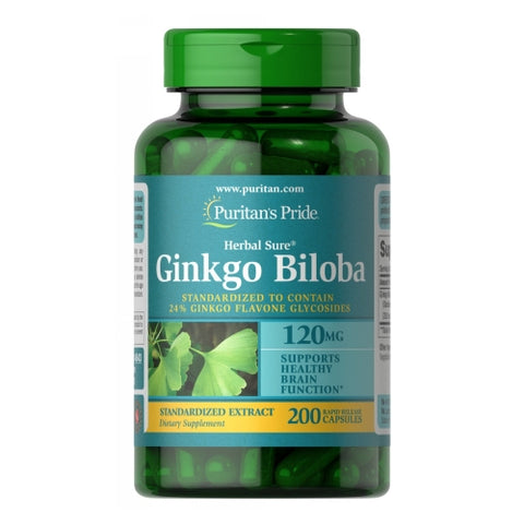 Puritan's Pride, Ginkgo Biloba Standardized Extract, 120 mg, 200 Capsules