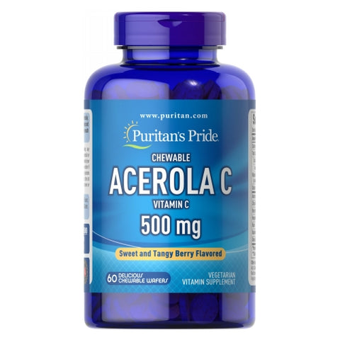 Puritan's Pride, Vitamin C Acerola Chewable, 500 mg, 60 Chewables