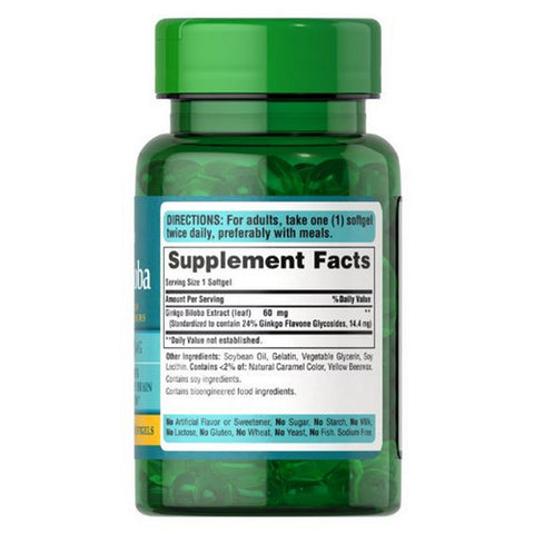 Puritan's Pride, Ginkgo Biloba Standardized Extract, 60 mg, 120 Softgels