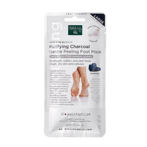 Earth Therapeutics, Charcoal Peeling Foot Mask, 1 Pair