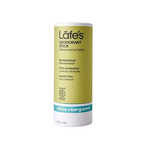 Lafes Natural Body Care, Lafe's Plastic-Free Stick Citrus+Bergamot, 2.25 Oz
