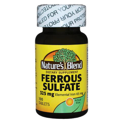 Nature's Blend, Ferrous Sulfate Elemental Iron, 65 mg, 100 Tabs