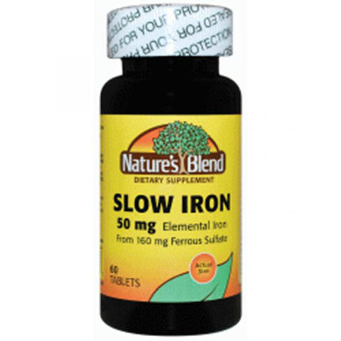 Nature's Blend, Slow Iron, 50mg (160mg Ferrous Sulfate), 60 Tabs