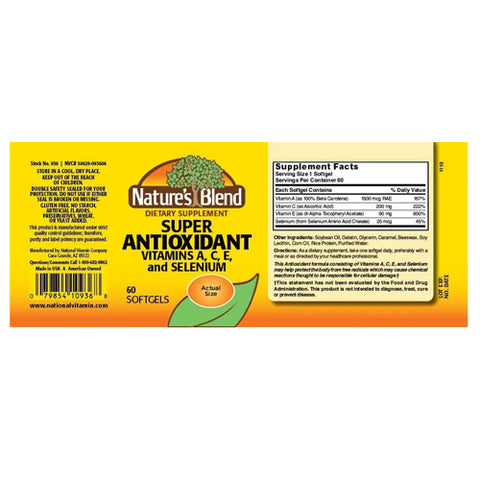 Nature's Blend, Antioxidant With Vitamins A/C/E & Selenium, 60 Softgels