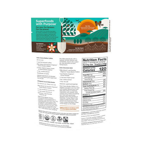 Navitas Organics, Organic Cacao Butter Wafers Unsweetened, 8 Oz