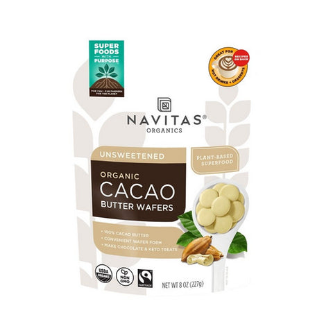 Navitas Organics, Organic Cacao Butter Wafers Unsweetened, 8 Oz
