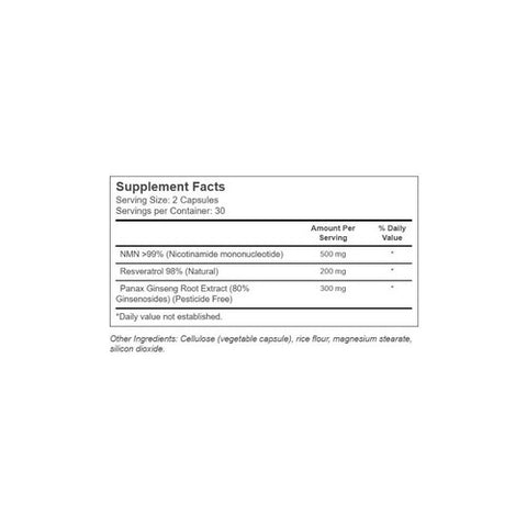 1Lifescience, NMN+ 500 Platinum Resv & Panax, 60 VegCaps