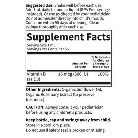 Garden of Life, Organic baby vitamin D3, 1.9 Oz