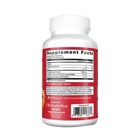 Health Plus, Turmeric Curcumin with BioPerine, 90 Caps