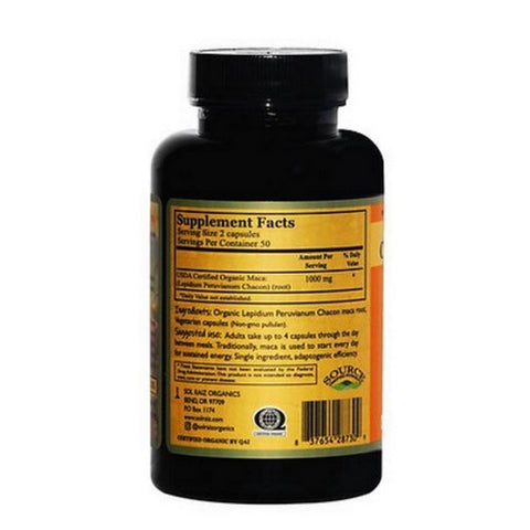 Sol Raiz Organics, Chacon Maca, 100 Caps