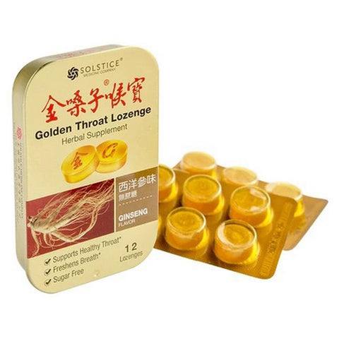 Golden Throat, Golden Throat Lozenge Herbal Supplement Ginseng, 12 Count
