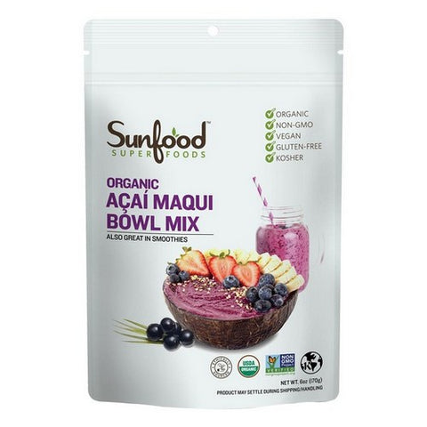 Sunfood Superfoods, Organic Acai Maqui Bowl Mix, 6 Oz