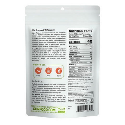 Sunfood Superfoods, Maca Powder Red, 8 Oz