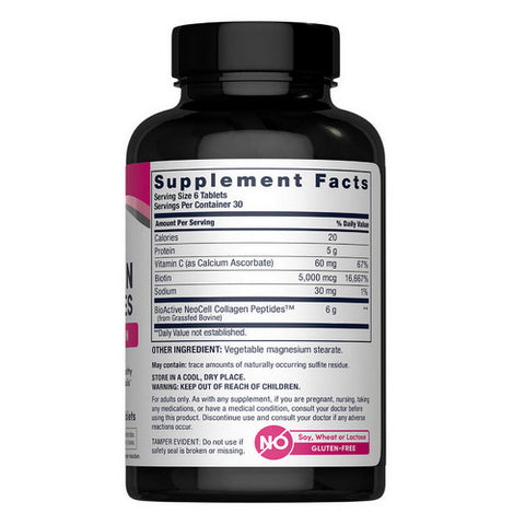 Neocell Laboratories, Collagen Peptides Grass Fed + C & Biotin, 180 Tablets