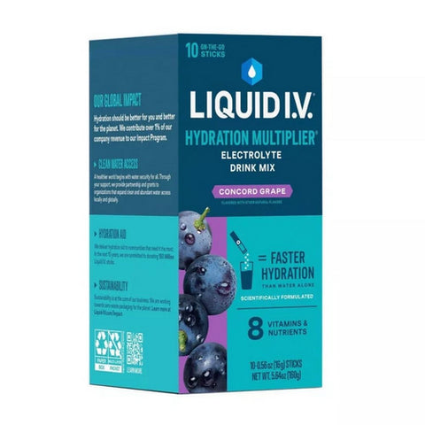 Liquid I.V, Hydration Multiplier Vegan Powder Electrolyte, Grapes 5.64 Oz