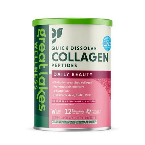Great Lakes Wellness, Collagen Peptides Daily Beauty Raspberry Lemonade, 8 Oz