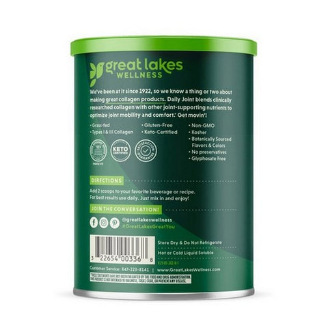 Great Lakes Wellness, Collagen Peptides Daily Joint Caramel Flavor, 8 Oz