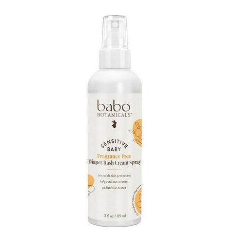 Babo Botanicals, Sensitive Baby Diaper Rash Cream Spray, Fragrance Free 3 Oz