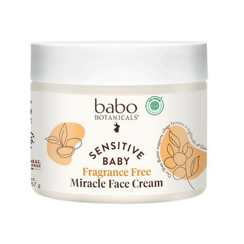 Babo Botanicals, Sensitive Baby Miracle Cream For Face, Fragrance Free 2 Oz