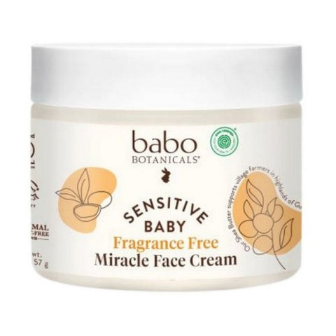 Babo Botanicals, Sensitive Baby Miracle Cream For Face, Fragrance Free 2 Oz