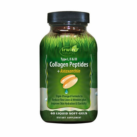 Irwin Naturals, Type I, II & III Collagen Peptides + Astaxanthin 60ct, 60 Softgels