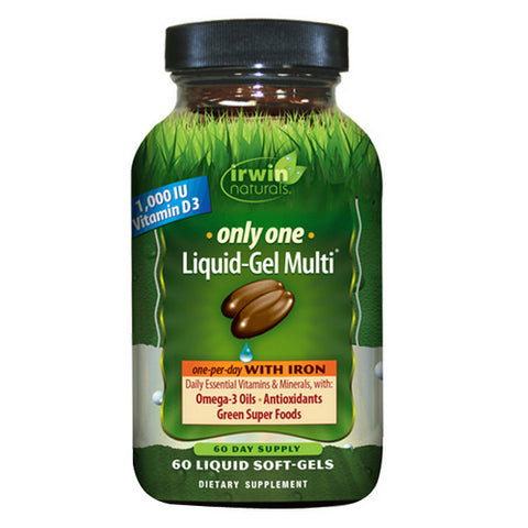 Irwin Naturals, Only One Liquid-Gel Multi WITH Iron Multivitamins, 60 Softgels