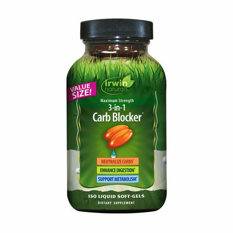 Irwin Naturals, Maximum Strength 3-in-1 Carb Blocker, 150 Softgels