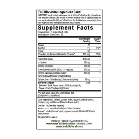 Irwin Naturals, Dual Action Fat Burner RED, 75 Softgels