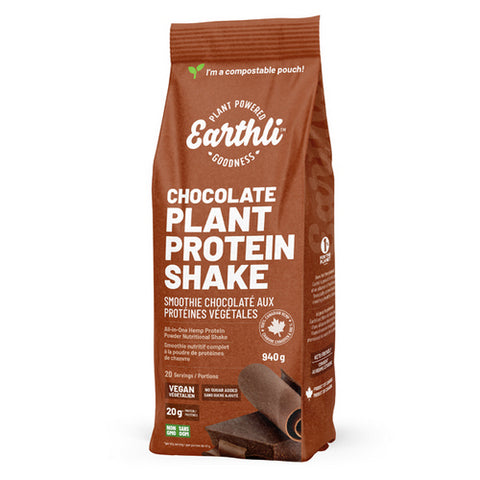 Chocolate Plant Protein Shake 940 Grams by Earthli